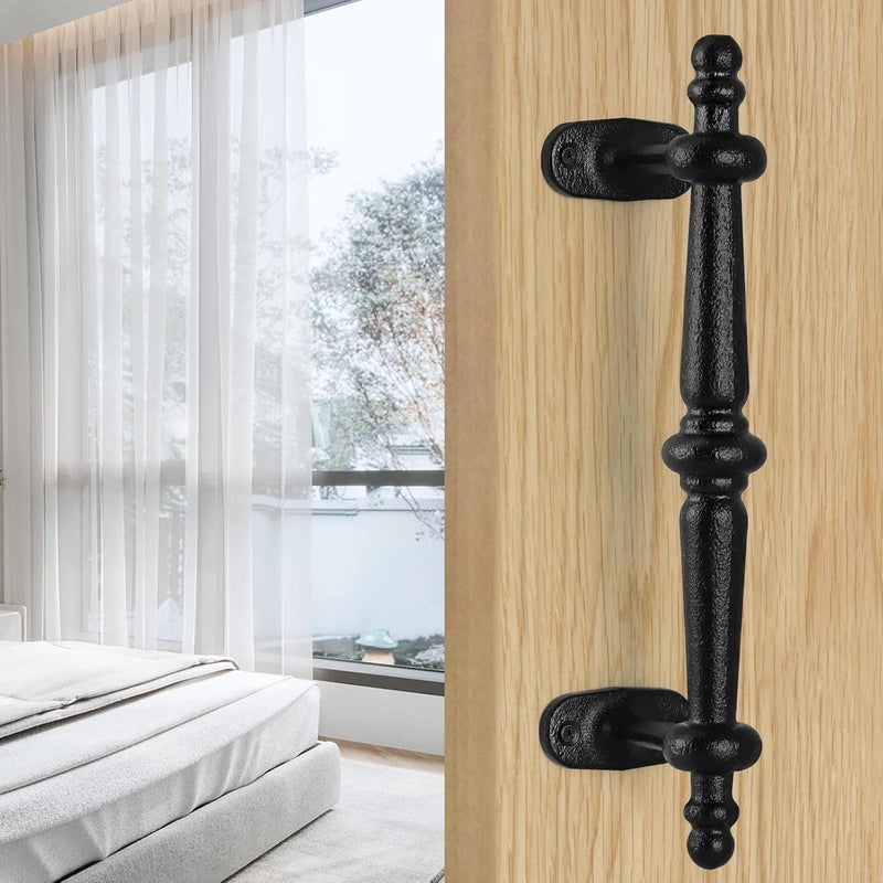 MOLIGOU Barn Door Pull Handle, 9" Heavy Solid Cast Iron Gate Handle, Rustic Door Handle for Fence, Shed, Garage - Image 1